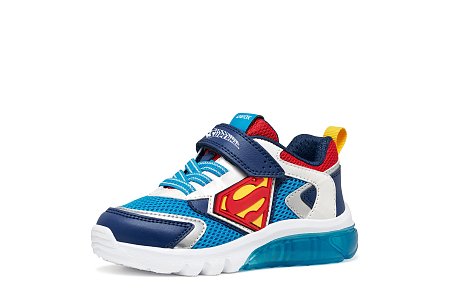 Παιδικά Παπούτσια Geox Ciberdron για Αγόρια Superman Light Blue/Red (Μεγέθη 25-33)