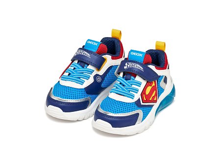 Παιδικά Παπούτσια Geox Ciberdron για Αγόρια Superman Light Blue/Red (Μεγέθη 25-33)