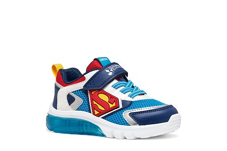 Παιδικά Παπούτσια Geox Ciberdron για Αγόρια Superman Light Blue/Red (Μεγέθη 25-33)