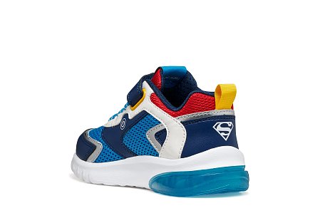Παιδικά Παπούτσια Geox Ciberdron για Αγόρια Superman Light Blue/Red (Μεγέθη 25-33)