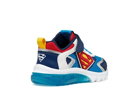 Παιδικά Παπούτσια Geox Ciberdron για Αγόρια Superman Light Blue/Red (Μεγέθη 25-33)
