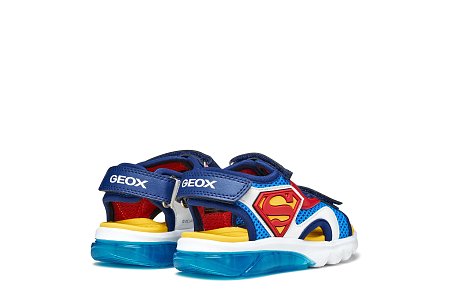Παιδικά Παπούτσια Geox Sandal Ciberdron για Αγόρια Superman Light Blue/Red (Μεγέθη 25-33)
