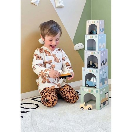 Παιχνίδι Jabadabado Εκπαιδευτικοί Στοιβαζόμενοι κύβοι με αυτοκινητάκια για 2+ ετών