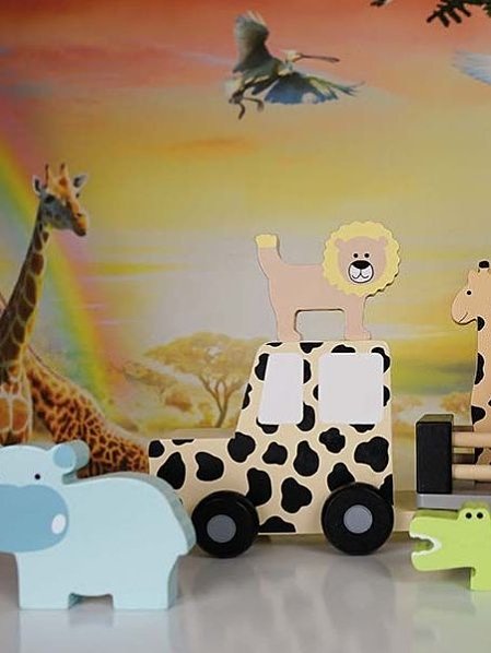 JABADABADO Ξύλινο Φορτηγάκι με άγρια ζώα