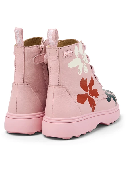 Παιδικά Μποτάκια Camper Twins για Κορίτσια Pink Flowers (Μεγέθη 26-33)