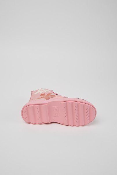 Παιδικά Μποτάκια Camper Twins για Κορίτσια Pink Flowers (Μεγέθη 26-33)