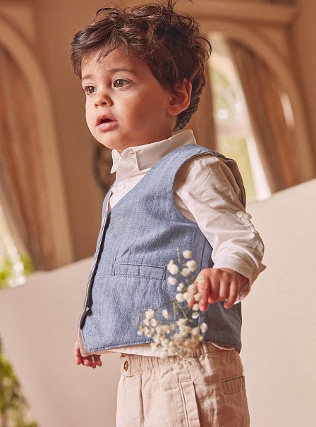 Βρεφικό Γιλέκο για Αγόρια Beige Blue