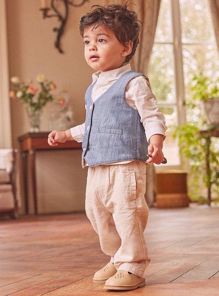 Βρεφικό Γιλέκο για Αγόρια Beige Blue