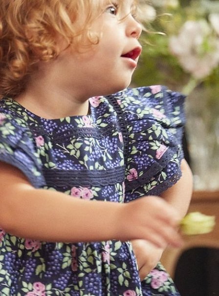 Βρεφικό Φόρεμα για Κορίτσια Navy Blue Flowers