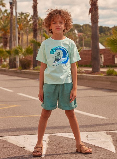 Παιδική Μπλούζα για Αγόρια Surfing Octopus