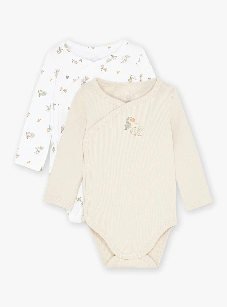 Σετ Βρεφικά Φορμάκια για Νεογέννητα Beige Birdie 2 τμχ