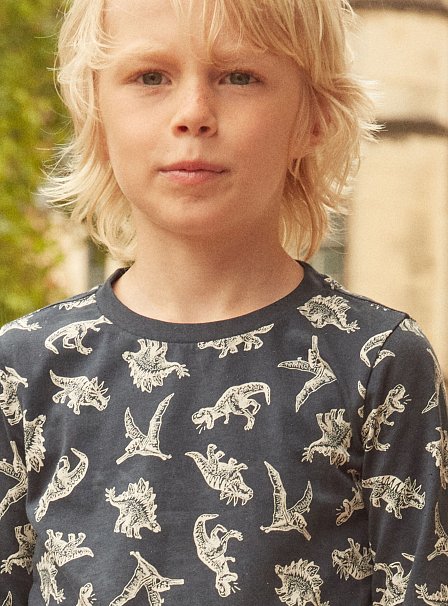 Παιδική Μπλούζα για Αγόρια Navy Dinos