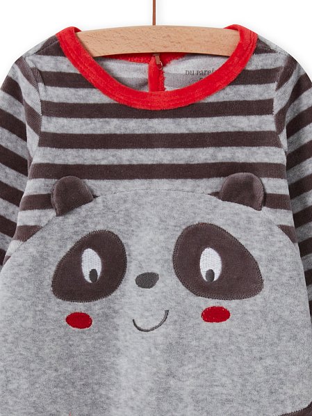Βρεφική Ολόσωμη Πιτζάμα για Αγόρια Grey Panda