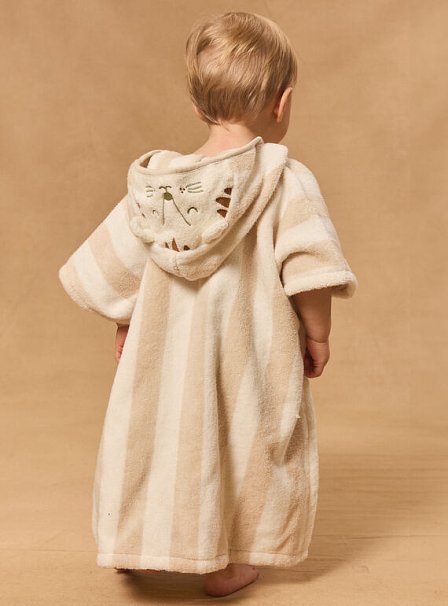Βρεφικό Πόντσο-Πετσέτα για Αγόρια Beige Tiger