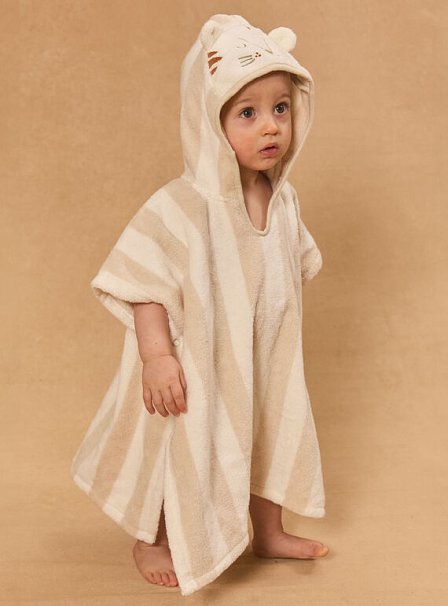Βρεφικό Πόντσο-Πετσέτα για Αγόρια Beige Tiger