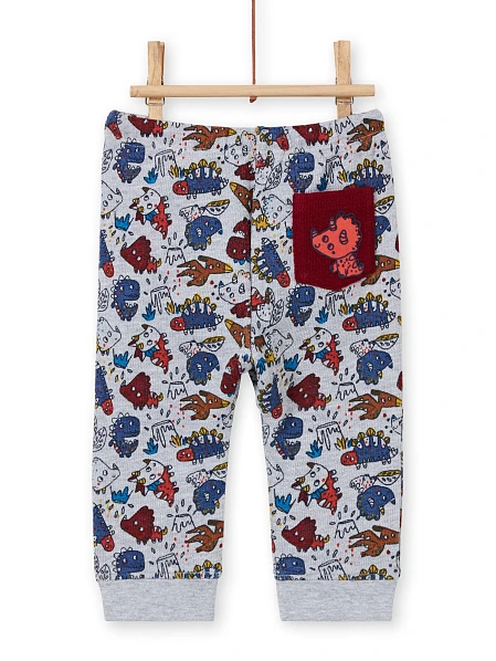 Βρεφικό Παντελόνι Φόρμας για Αγόρια Grey Dino Pattern