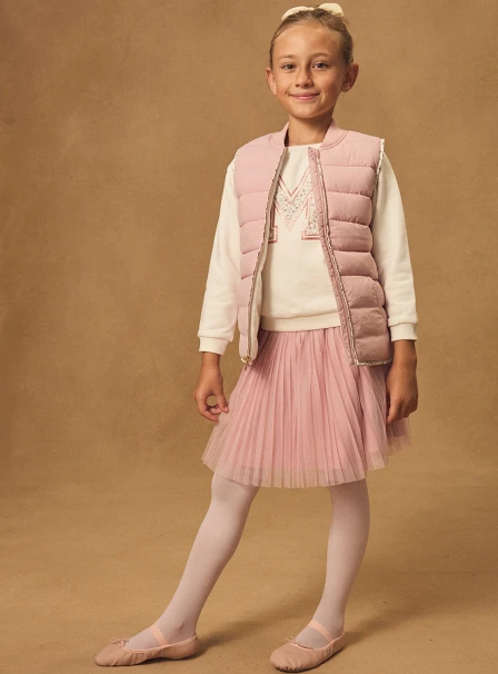 Παιδικό Αμάνικο Μπουφάν για Κορίτσια Dusty Pink