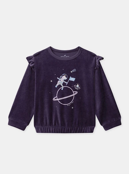 Σετ Παιδικές Πιτζάμες για Κορίτσια Velour Astronaut