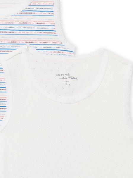 Σετ Παιδικά Φανελάκια για Κορίτσια Εκρού Stripes 2 τμχ