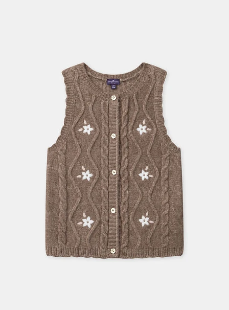 Παιδικό Γιλέκο για Κορίτσια Brown Flowers