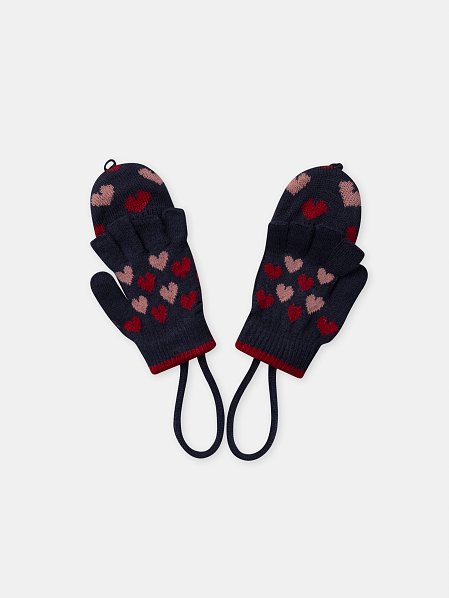 Παιδικά Γάντια για Κορίτσια Navy Love - 2 σε 1