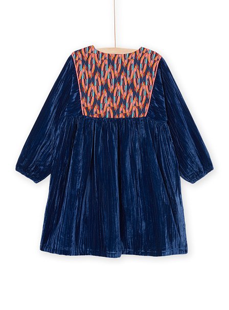 Παιδικό Μακρυμάνικο Φόρεμα για Κορίτσια Navy Blue Velour