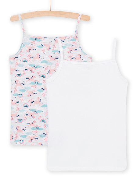 Σετ Παιδικά Φανελάκια για Κορίτσια Λευκό-Γκρι Unicorn Rainbow 2 τμχ