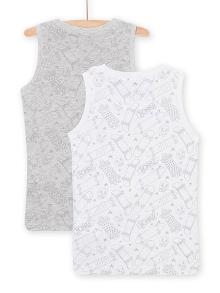 Σετ Παιδικά Φανελάκια για Αγόρια Γκρι-Λευκό Skateboard 2 τμχ