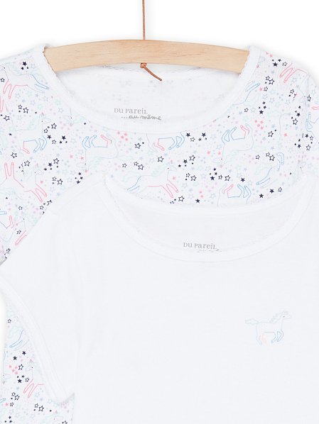 Σετ Παιδικά Φανελάκια για Κορίτσια Λευκό-Γκρι Unicorn Rainbow 2 τμχ