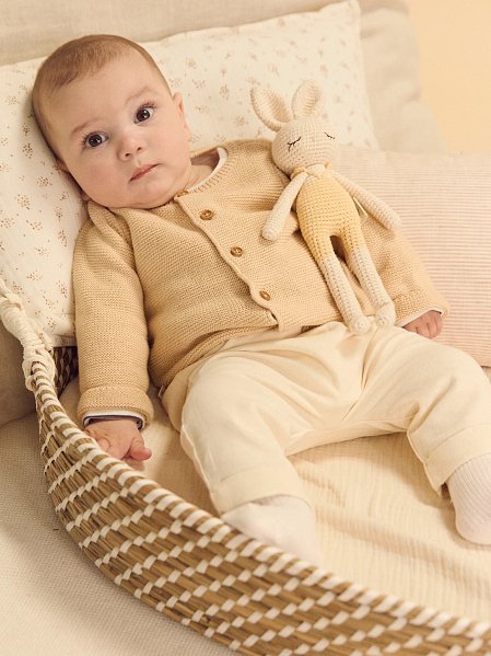 Βρεφική Ζακέτα για Νεογέννητα Beige Garter