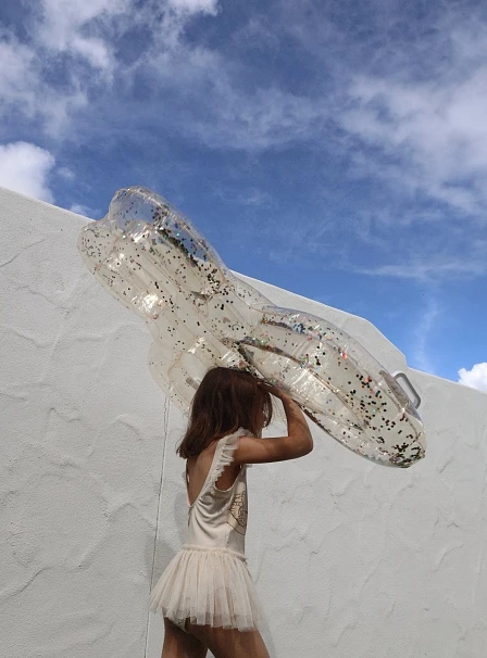 SUNNYLIFE Παιδικό Στρώμα Θαλάσσης Lie-on Butterfly Cotton Candy Glitter