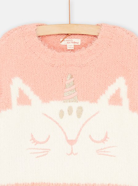 Παιδικό Μακρυμάνικο Πουλόβερ για Κορίτσια Pink Unicorn