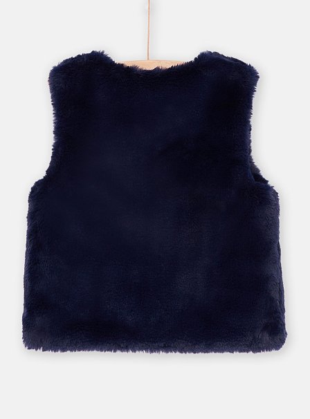 Παιδικό Αμάνικο Γιλέκο Διπλής Όψης για Κορίτσια Navy Blue/Red Flowers