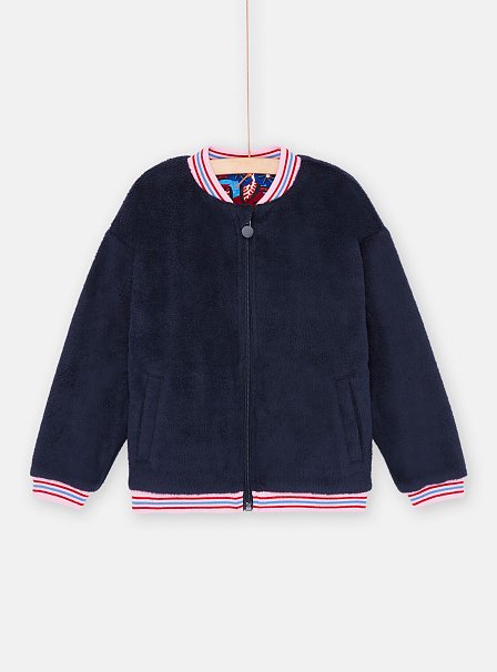 Παιδικό Jacket για Κορίτσια Διπλής Όψης Navy Blue Flowers