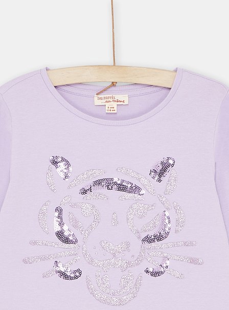 Παδική Μακρυμάνικη Μπλούζα για Κορίτσια Λιλά Tiger