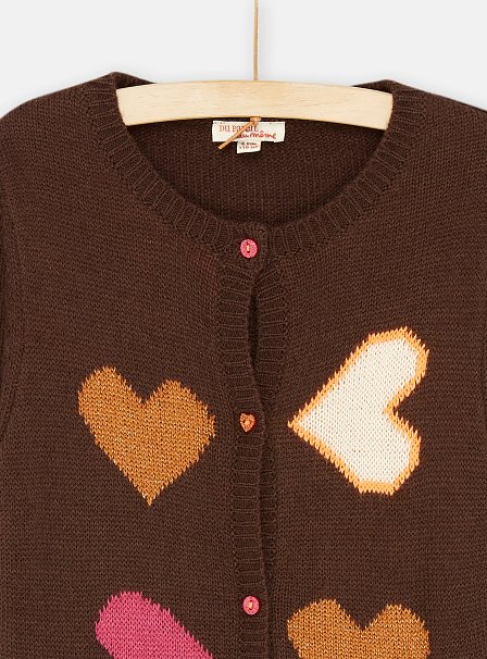 Παιδική Μακρυμάνικη Ζακέτα για Κορίτσια Brown Hearts
