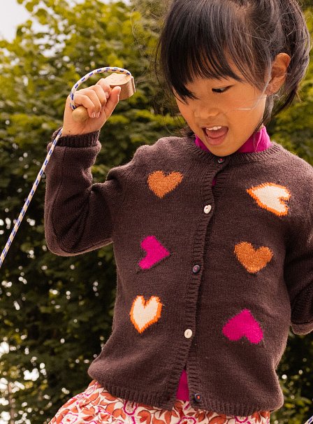 Παιδική Μακρυμάνικη Ζακέτα για Κορίτσια Brown Hearts