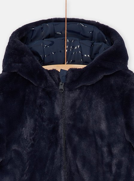 Παιδικό Αδιάβροχο Μπουφάν για Κορίτσια Διπλής Όψης Navy Blue Animal Print