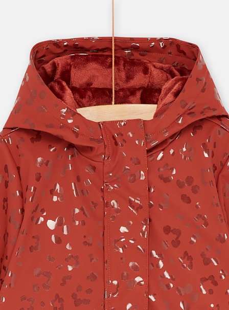Παιδικό Μπουφαν Αδιάβροχο για Κορίτσια Πορτοκαλί Animal Print