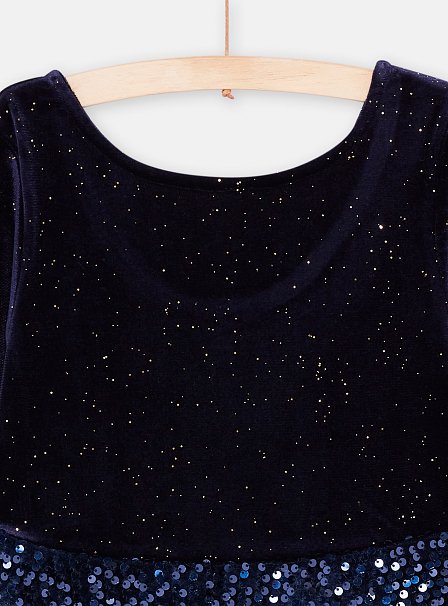 Παιδικό Μακρυμάνιικο Φόρεμα για Κορίτσια Midnight Blue Sequin