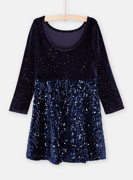 Παιδικό Μακρυμάνιικο Φόρεμα για Κορίτσια Midnight Blue Sequin