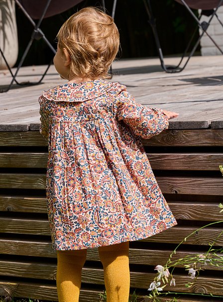 Βρεφικό Μακρυμάνικο Φόρεμα για Κορίτσια Καφέ Floral