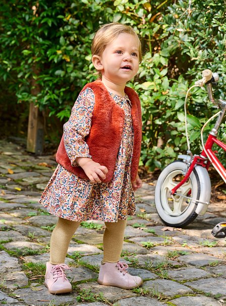 Βρεφικό Μακρυμάνικο Φόρεμα για Κορίτσια Καφέ Floral