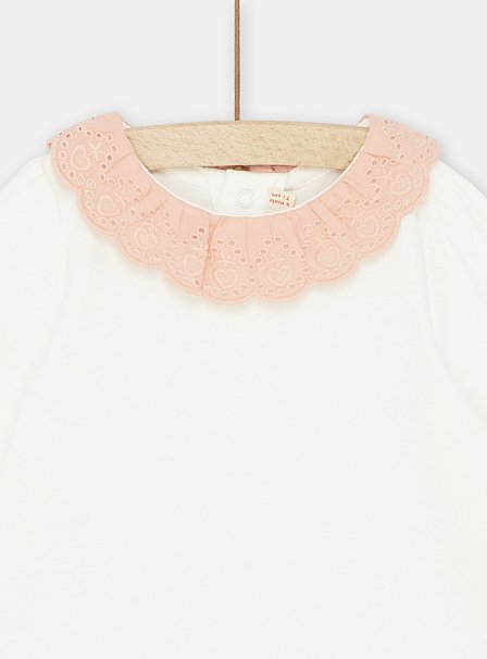 Βρεφική Μακρυμάνικη Μπλούζα για Κορίτσια White/Pink Lace