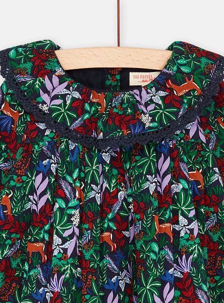 Βρεφικό Μακρυμάνικο Φόρεμα για Κορίτσια Blue Floral