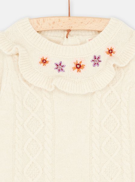 Βρεφικό Μακρυμάνικο Φόρεμα για Κορίτσια Λευκό Πλεκτό