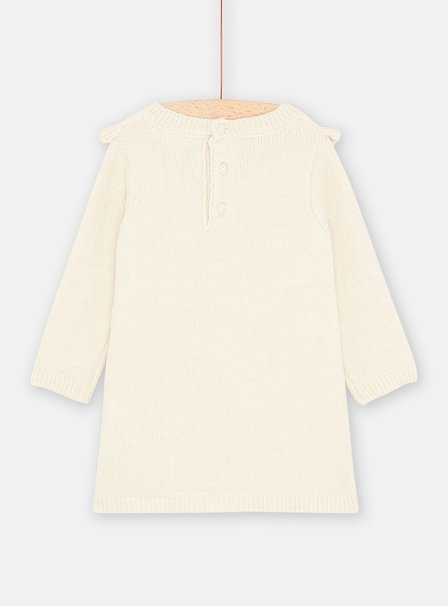 Βρεφικό Μακρυμάνικο Φόρεμα για Κορίτσια Λευκό Πλεκτό