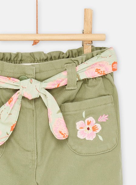 Βρεφικό Παντελόνι για Κορίτσια Χακί Λουλούδια