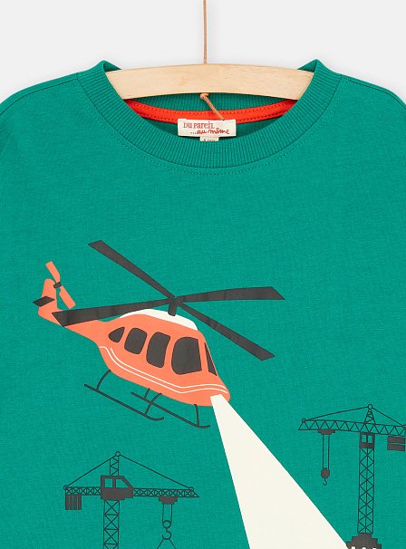 Παιδική Μακρυμάνικη Μπλούζα για Αγόρια Neon Peacock Green Dino