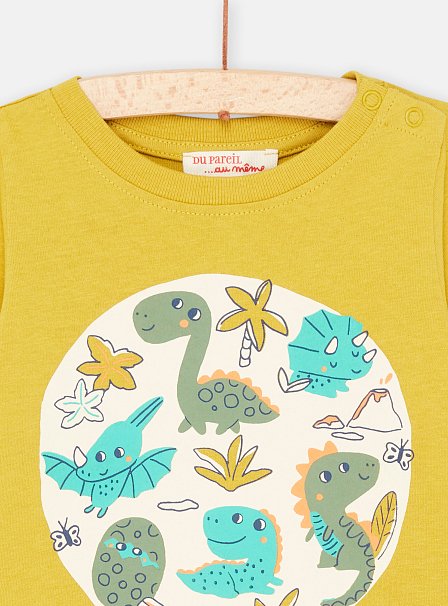 Βρεφική Μακρυμάνικη Μπλούζα για Αγόρια Κίτρινη Dino
